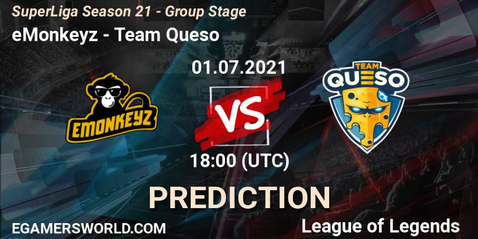 eMonkeyz - Team Queso: ennuste. 01.07.21, LoL, SuperLiga Season 21 - Group Stage 