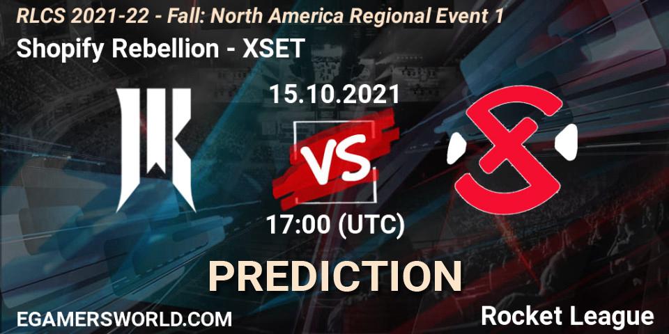 Shopify Rebellion - XSET: ennuste. 15.10.2021 at 17:00, Rocket League, RLCS 2021-22 - Fall: North America Regional Event 1