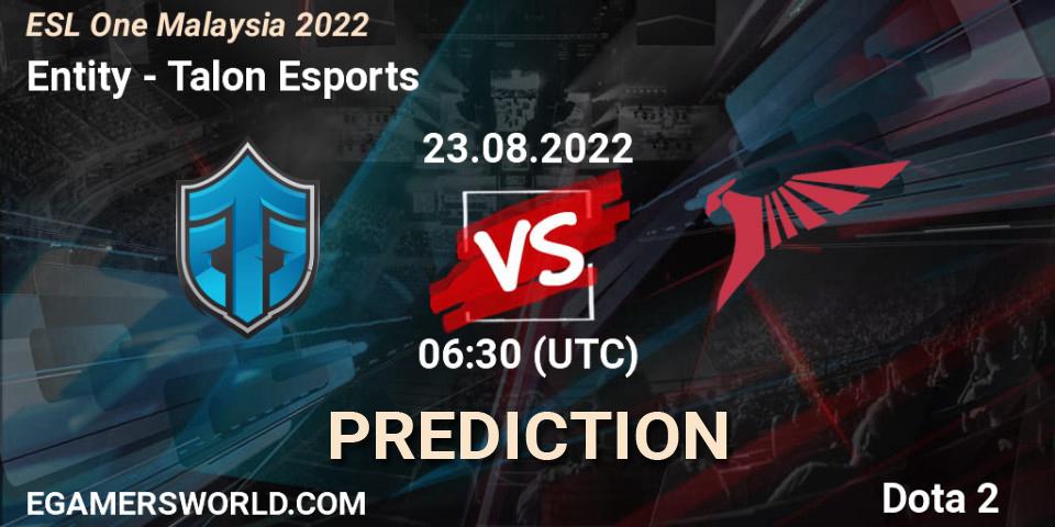 Entity - Talon Esports: ennuste. 23.08.22, Dota 2, ESL One Malaysia 2022