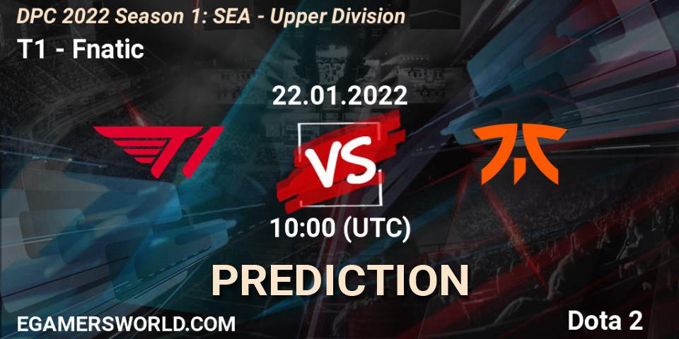 T1 - Fnatic: ennuste. 22.01.2022 at 11:01, Dota 2, DPC 2022 Season 1: SEA - Upper Division