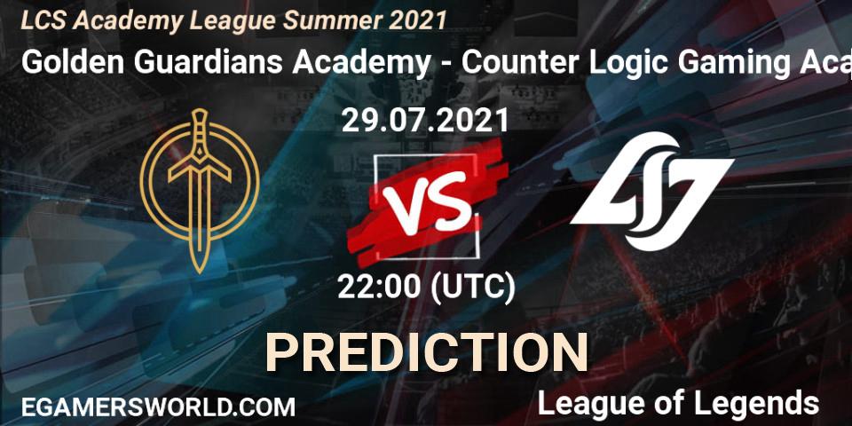 Golden Guardians Academy - Counter Logic Gaming Academy: ennuste. 29.07.2021 at 22:00, LoL, LCS Academy League Summer 2021
