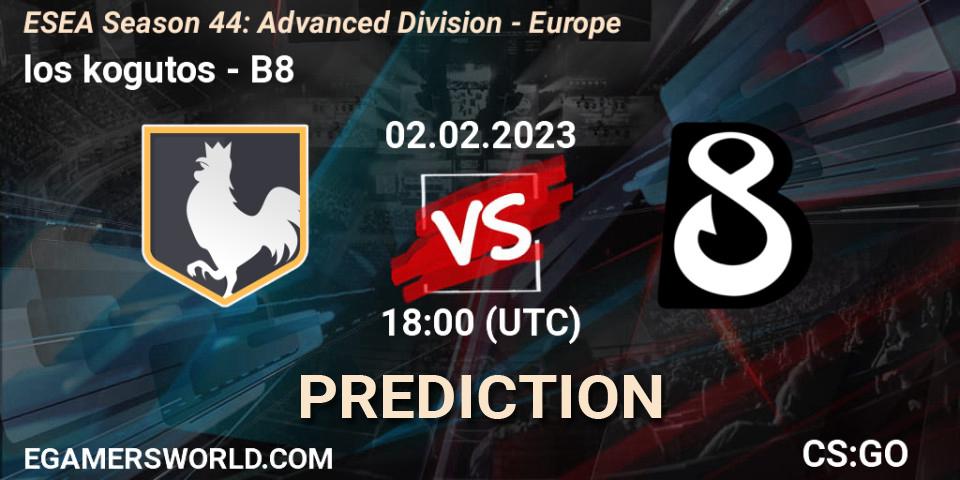 los kogutos - B8: ennuste. 02.02.23, CS2 (CS:GO), ESEA Season 44: Advanced Division - Europe