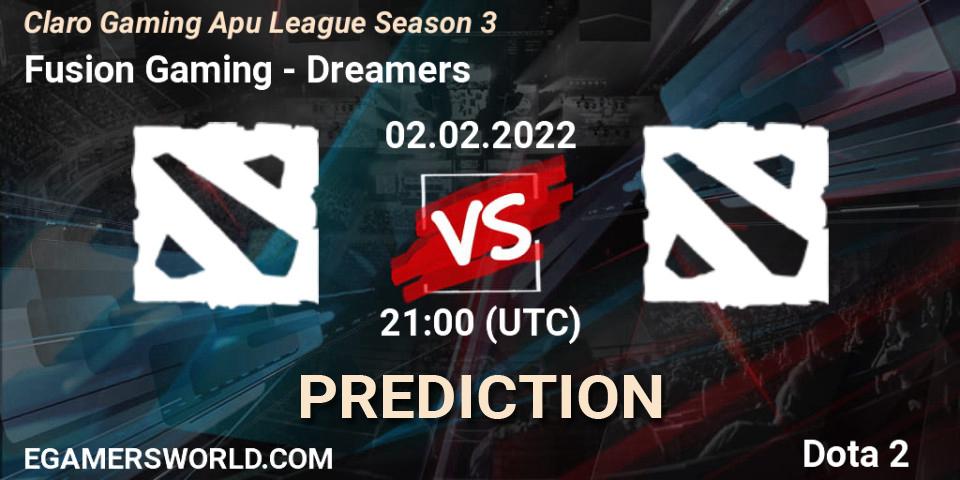 Fusion Gaming - Dreamers: ennuste. 02.02.2022 at 23:44, Dota 2, Claro Gaming Apu League Season 3