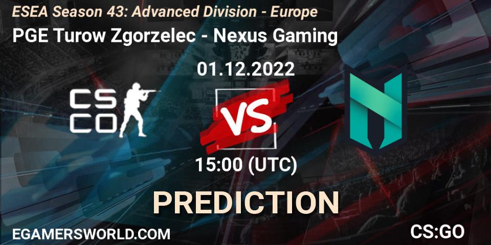 PGE Turow Zgorzelec - Nexus Gaming: ennuste. 01.12.22, CS2 (CS:GO), ESEA Season 43: Advanced Division - Europe