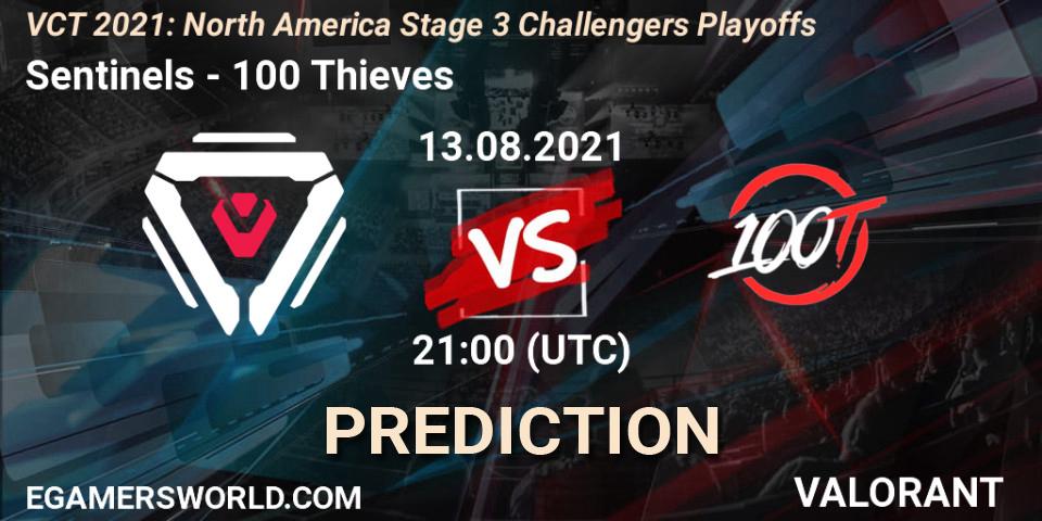 Sentinels - 100 Thieves: ennuste. 13.08.2021 at 21:00, VALORANT, VCT 2021: North America Stage 3 Challengers Playoffs