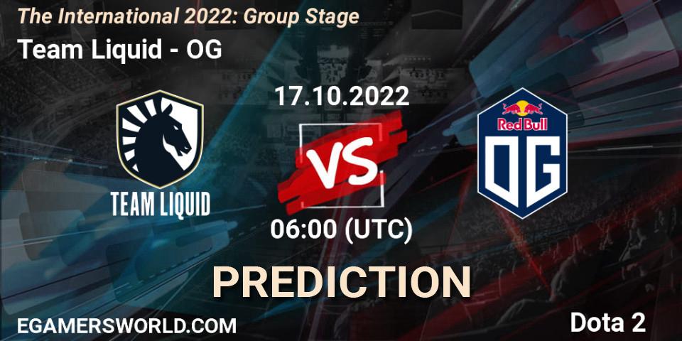 Team Liquid - OG: ennuste. 17.10.2022 at 06:34, Dota 2, The International 2022: Group Stage