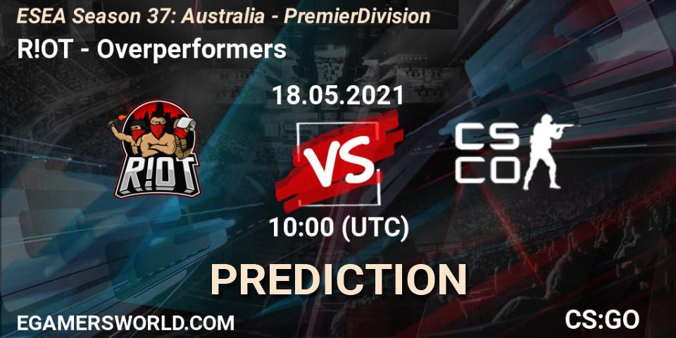 R!OT - Overperformers: ennuste. 18.05.21, CS2 (CS:GO), ESEA Season 37: Australia - Premier Division