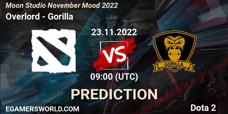 Overlord - Gorilla: ennuste. 23.11.2022 at 09:00, Dota 2, Moon Studio November Mood 2022