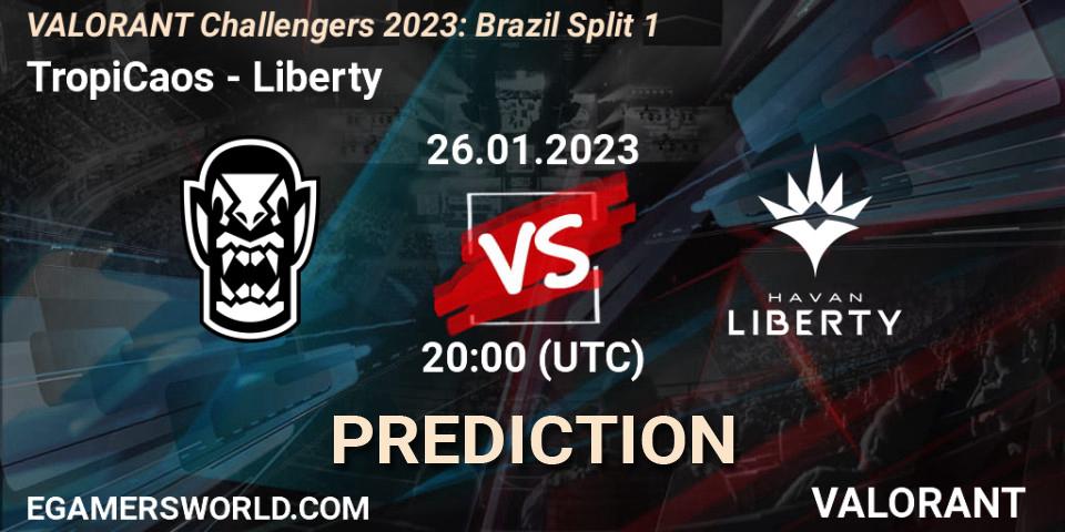 TropiCaos - Liberty: ennuste. 26.01.2023 at 20:15, VALORANT, VALORANT Challengers 2023: Brazil Split 1