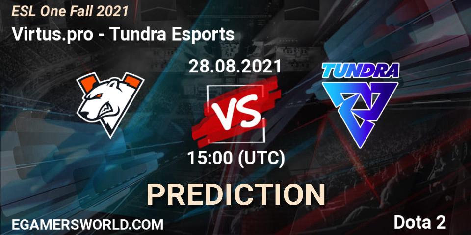Virtus.pro - Tundra Esports: ennuste. 28.08.2021 at 14:55, Dota 2, ESL One Fall 2021