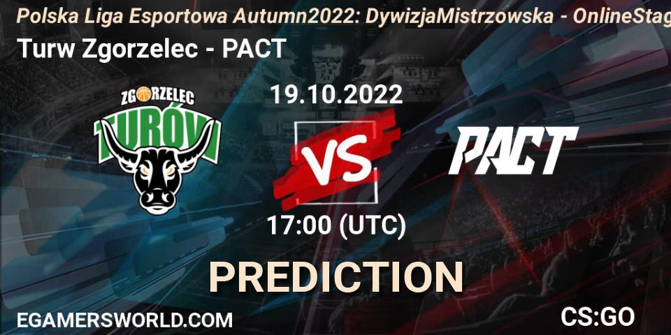 Turów Zgorzelec - PACT: ennuste. 19.10.2022 at 17:00, Counter-Strike (CS2), Polska Liga Esportowa Autumn 2022: Dywizja Mistrzowska - Online Stage