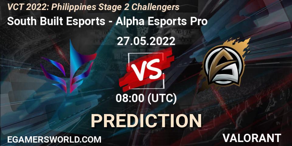 South Built Esports - Alpha Esports Pro: ennuste. 27.05.2022 at 05:00, VALORANT, VCT 2022: Philippines Stage 2 Challengers