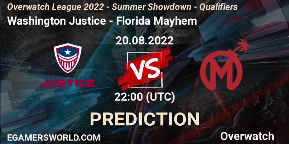 Washington Justice - Florida Mayhem: ennuste. 20.08.2022 at 22:15, Overwatch, Overwatch League 2022 - Summer Showdown - Qualifiers