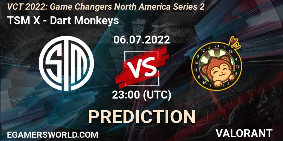 TSM X - Dart Monkeys: ennuste. 06.07.2022 at 22:30, VALORANT, VCT 2022: Game Changers North America Series 2