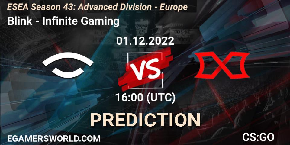 Blink - Infinite Gaming: ennuste. 01.12.22, CS2 (CS:GO), ESEA Season 43: Advanced Division - Europe