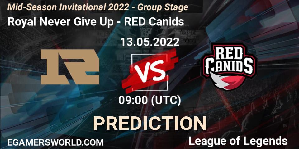 Royal Never Give Up - RED Canids: ennuste. 12.05.2022 at 11:00, LoL, Mid-Season Invitational 2022 - Group Stage