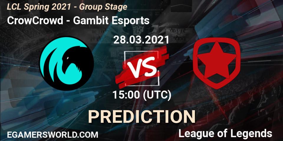 CrowCrowd - Gambit Esports: ennuste. 28.03.21, LoL, LCL Spring 2021 - Group Stage