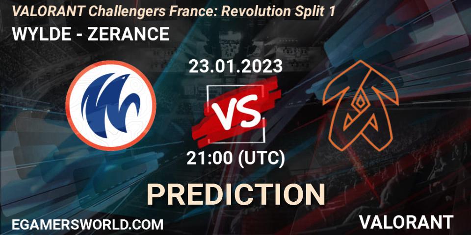 WYLDE - ZERANCE: ennuste. 23.01.2023 at 21:00, VALORANT, VALORANT Challengers 2023 France: Revolution Split 1