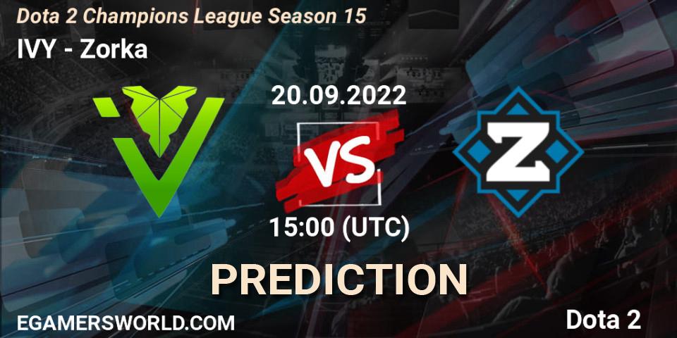IVY - Zorka: ennuste. 20.09.2022 at 15:09, Dota 2, Dota 2 Champions League Season 15