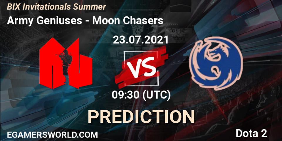 Army Geniuses - Moon Chasers: ennuste. 23.07.2021 at 10:15, Dota 2, BIX Invitationals Summer