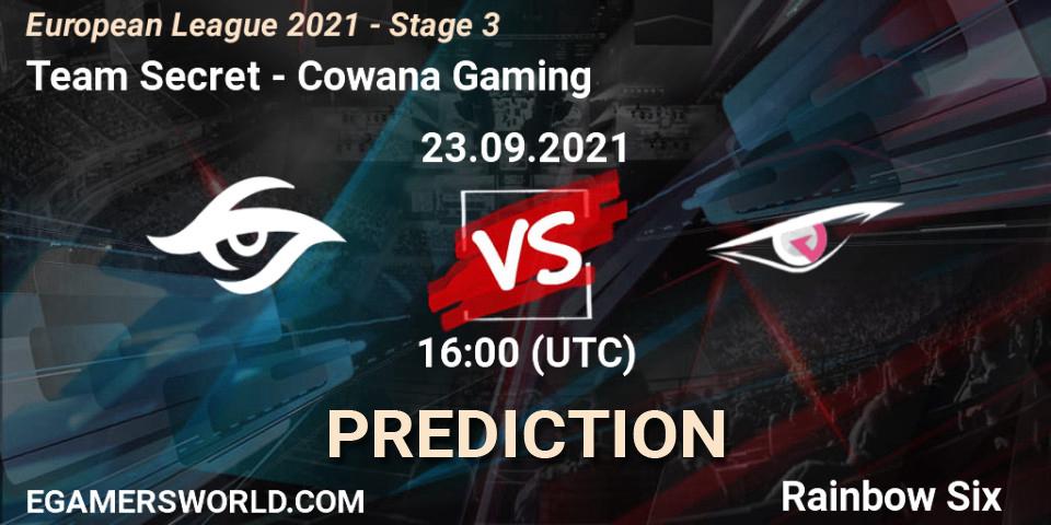Team Secret - Cowana Gaming: ennuste. 23.09.2021 at 16:00, Rainbow Six, European League 2021 - Stage 3