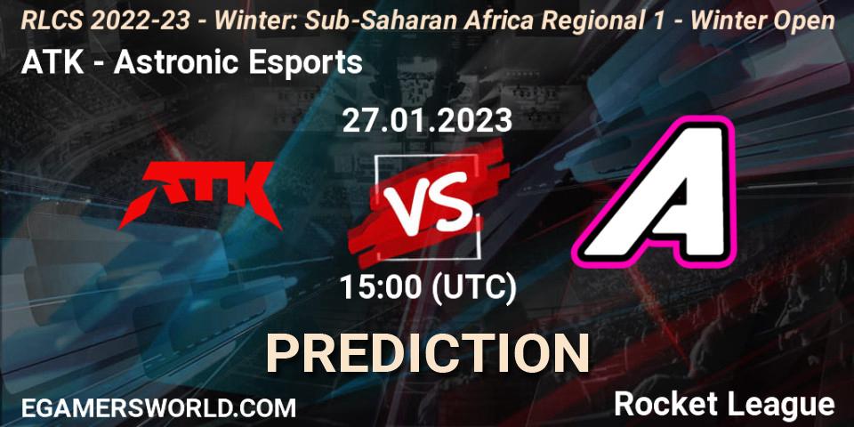 ATK - Astronic Esports: ennuste. 27.01.2023 at 15:00, Rocket League, RLCS 2022-23 - Winter: Sub-Saharan Africa Regional 1 - Winter Open