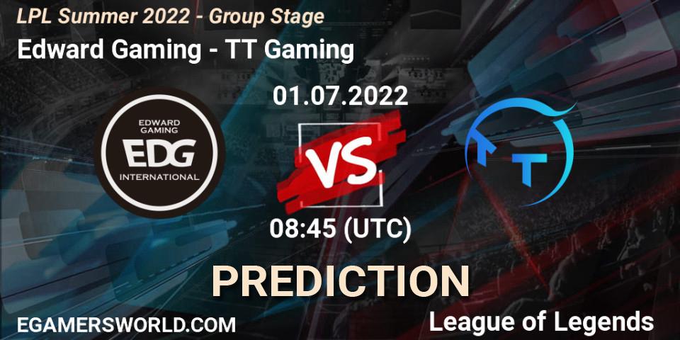 Edward Gaming - TT Gaming: ennuste. 01.07.2022 at 09:00, LoL, LPL Summer 2022 - Group Stage