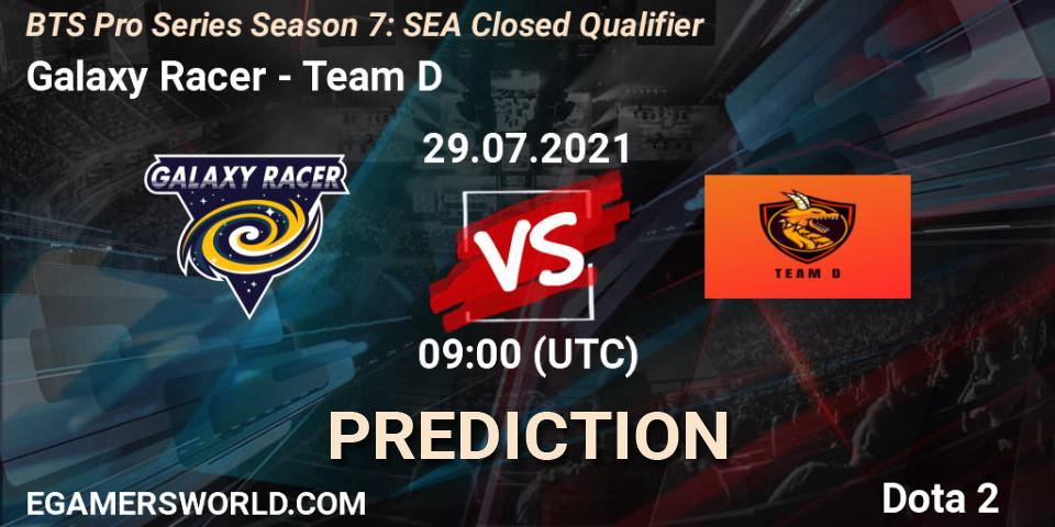 Galaxy Racer - Team D: ennuste. 29.07.2021 at 07:40, Dota 2, BTS Pro Series Season 7: SEA Closed Qualifier