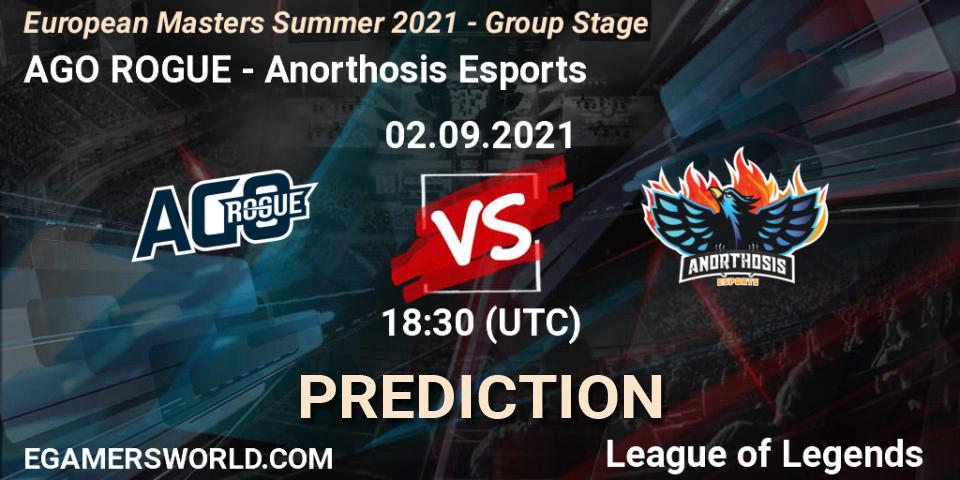 AGO ROGUE - Anorthosis Esports: ennuste. 02.09.2021 at 18:30, LoL, European Masters Summer 2021 - Group Stage