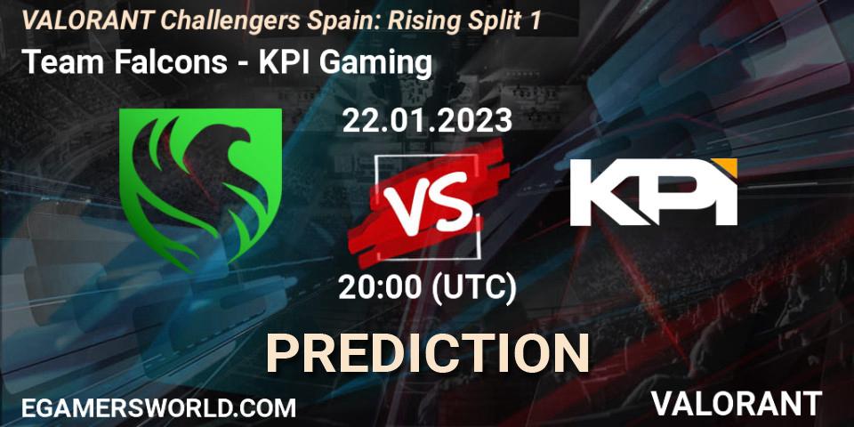 Falcons - KPI Gaming: ennuste. 22.01.2023 at 20:35, VALORANT, VALORANT Challengers 2023 Spain: Rising Split 1