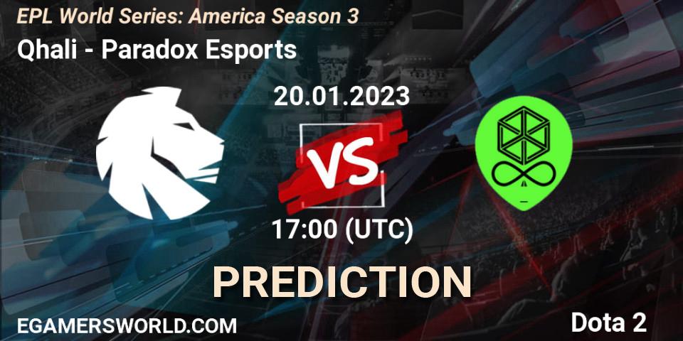 Qhali - Paradox Esports: ennuste. 20.01.2023 at 17:03, Dota 2, EPL World Series: America Season 3