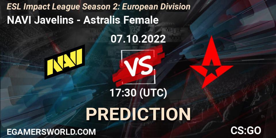 NAVI Javelins - Astralis Female: ennuste. 07.10.2022 at 17:30, Counter-Strike (CS2), ESL Impact League Season 2: European Division