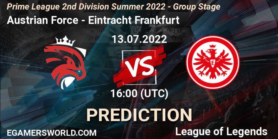 Austrian Force - Eintracht Frankfurt: ennuste. 13.07.2022 at 16:00, LoL, Prime League 2nd Division Summer 2022 - Group Stage