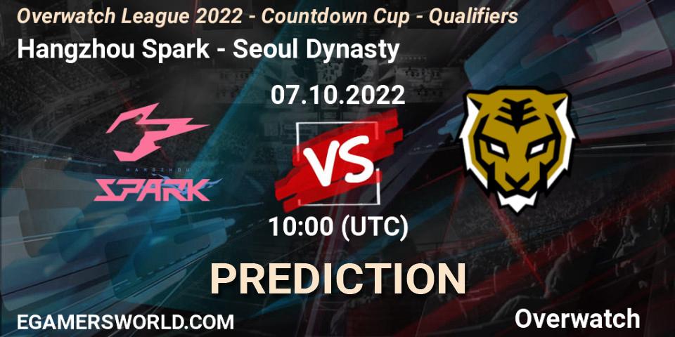Hangzhou Spark - Seoul Dynasty: ennuste. 07.10.2022 at 10:00, Overwatch, Overwatch League 2022 - Countdown Cup - Qualifiers