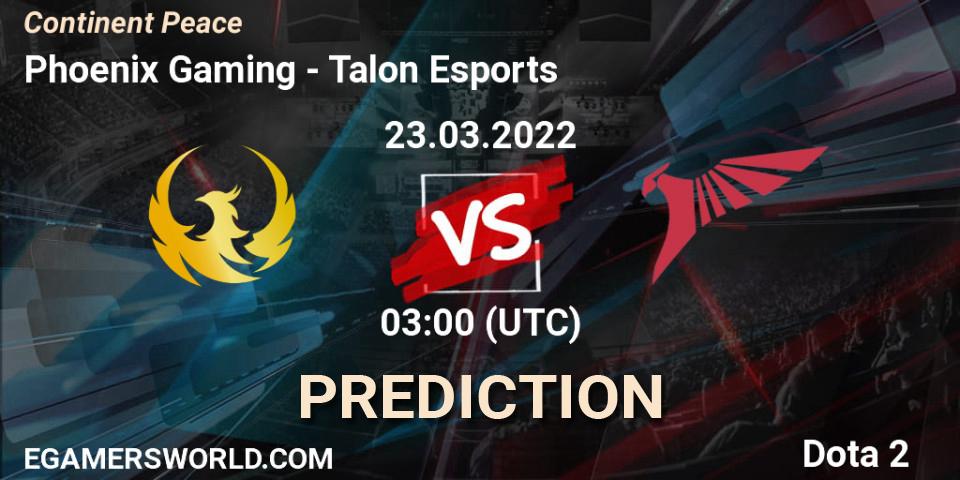 Phoenix Gaming - Talon Esports: ennuste. 23.03.2022 at 03:21, Dota 2, Continent Peace