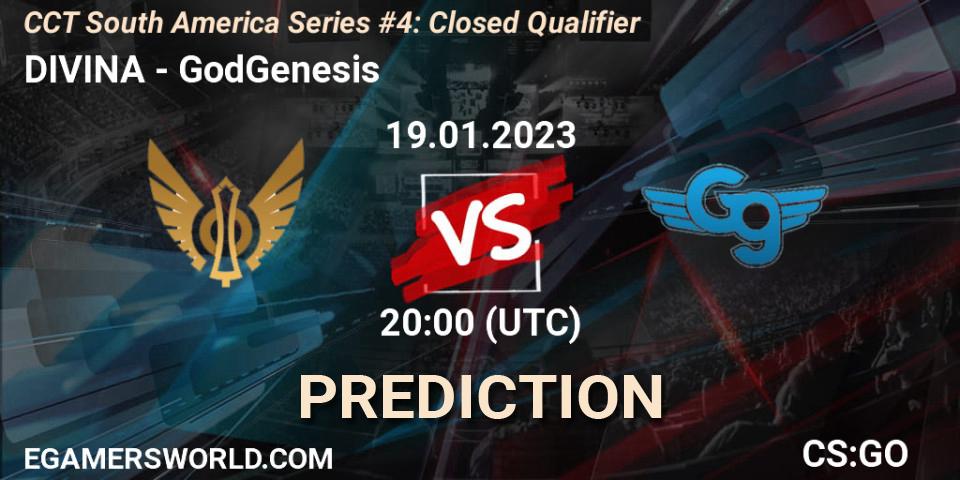 DIVINA - GodGenesis: ennuste. 19.01.2023 at 20:00, Counter-Strike (CS2), CCT South America Series #4: Closed Qualifier