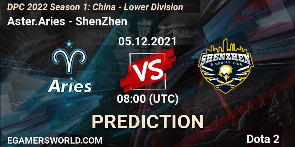 Aster.Aries - ShenZhen: ennuste. 05.12.2021 at 07:56, Dota 2, DPC 2022 Season 1: China - Lower Division