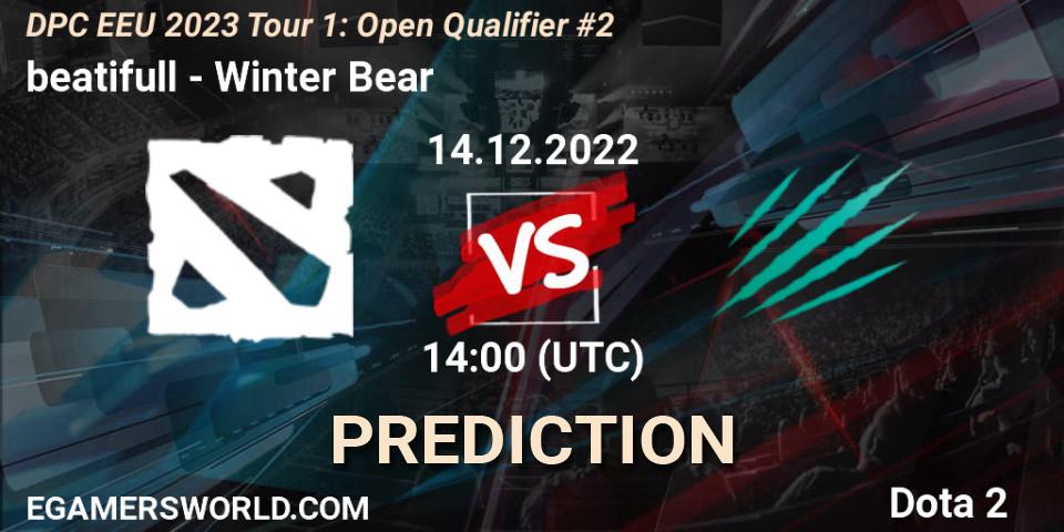 beatifull - Winter Bear: ennuste. 14.12.2022 at 13:47, Dota 2, DPC EEU 2023 Tour 1: Open Qualifier #2