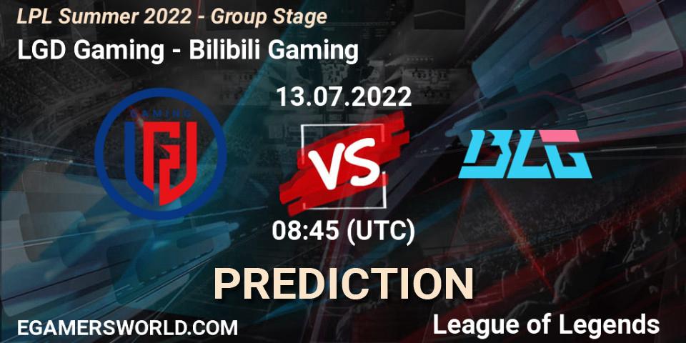 LGD Gaming - Bilibili Gaming: ennuste. 13.07.2022 at 09:00, LoL, LPL Summer 2022 - Group Stage