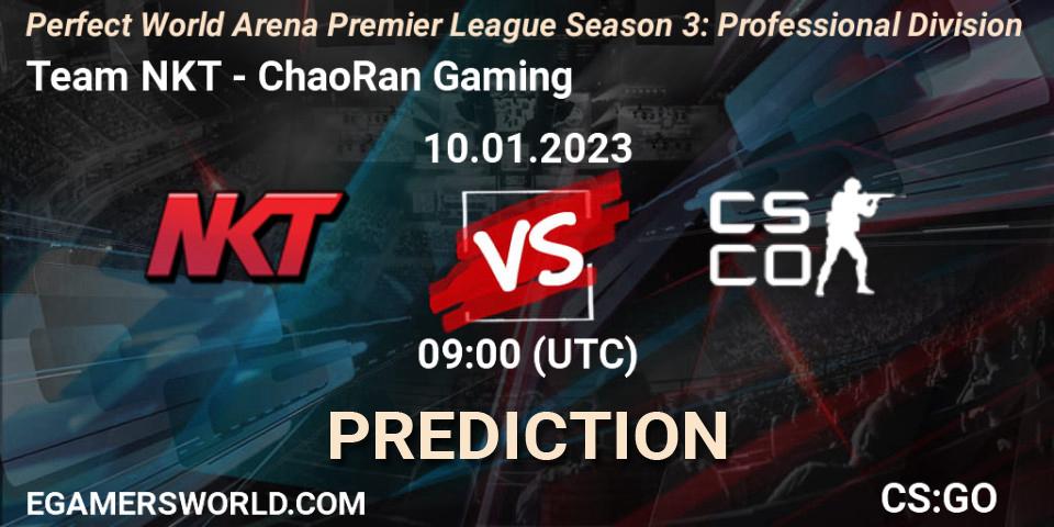 Team NKT - ChaoRan Gaming: ennuste. 13.01.2023 at 09:00, Counter-Strike (CS2), Perfect World Arena Premier League Season 3: Professional Division