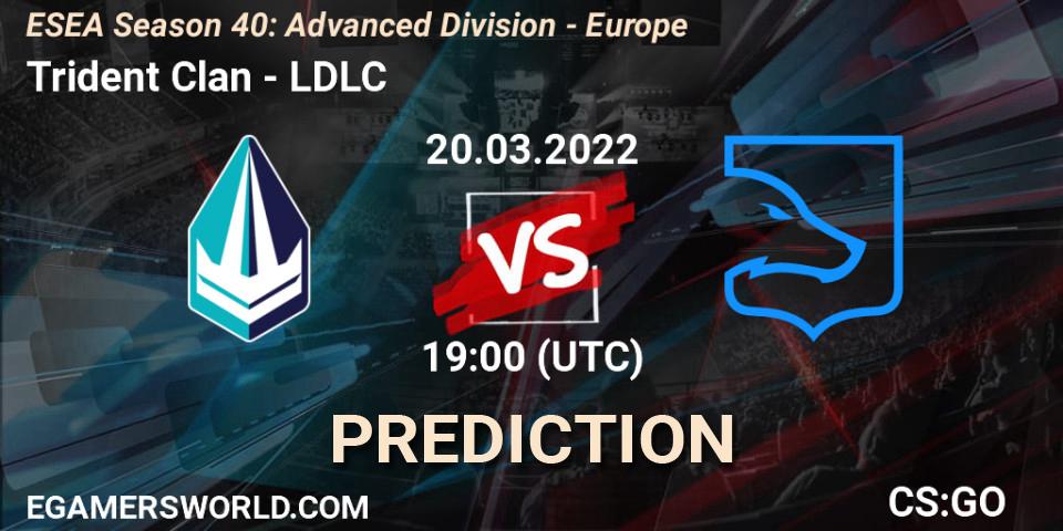 Trident Clan - LDLC: ennuste. 20.03.2022 at 19:00, Counter-Strike (CS2), ESEA Season 40: Advanced Division - Europe