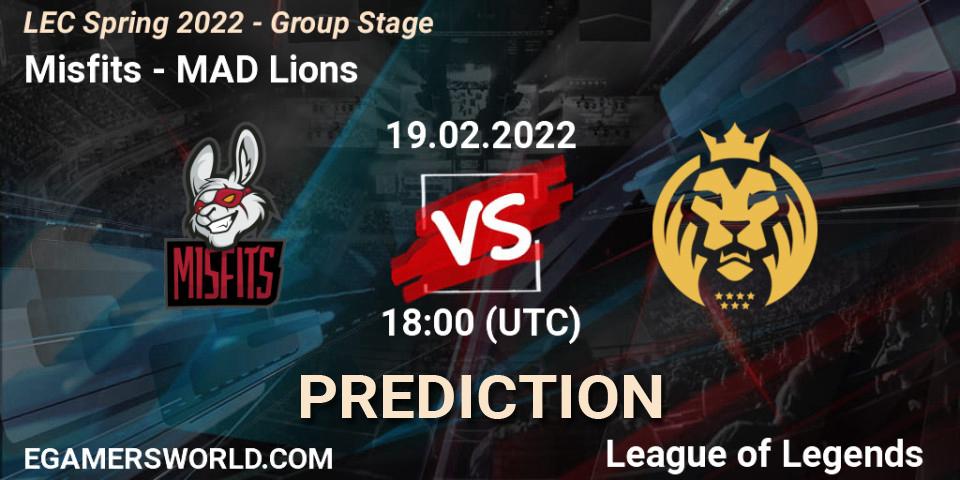 Misfits - MAD Lions: ennuste. 19.02.2022 at 18:00, LoL, LEC Spring 2022 - Group Stage