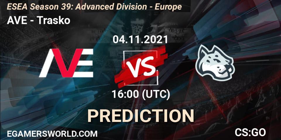 AVE - Trasko: ennuste. 04.11.2021 at 16:00, Counter-Strike (CS2), ESEA Season 39: Advanced Division - Europe