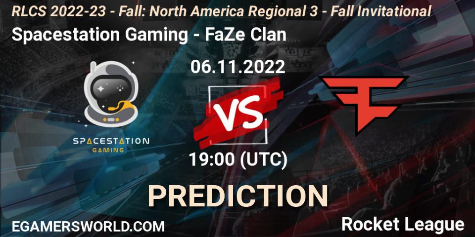 Spacestation Gaming - FaZe Clan: ennuste. 06.11.2022 at 19:00, Rocket League, RLCS 2022-23 - Fall: North America Regional 3 - Fall Invitational