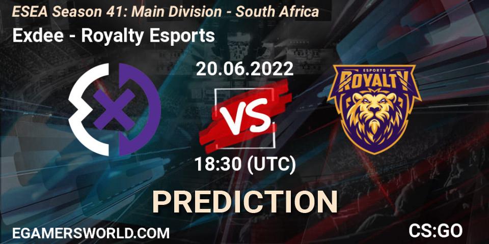 Exdee - Royalty Esports: ennuste. 24.06.22, CS2 (CS:GO), ESEA Season 41: Main Division - South Africa