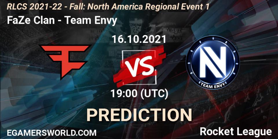 FaZe Clan - Team Envy: ennuste. 16.10.2021 at 19:00, Rocket League, RLCS 2021-22 - Fall: North America Regional Event 1