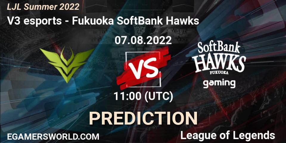 V3 esports - Fukuoka SoftBank Hawks: ennuste. 07.08.2022 at 11:00, LoL, LJL Summer 2022