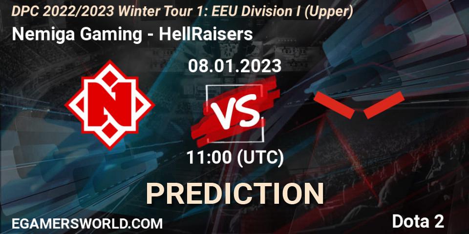 Nemiga Gaming - HellRaisers: ennuste. 08.01.2023 at 11:01, Dota 2, DPC 2022/2023 Winter Tour 1: EEU Division I (Upper)
