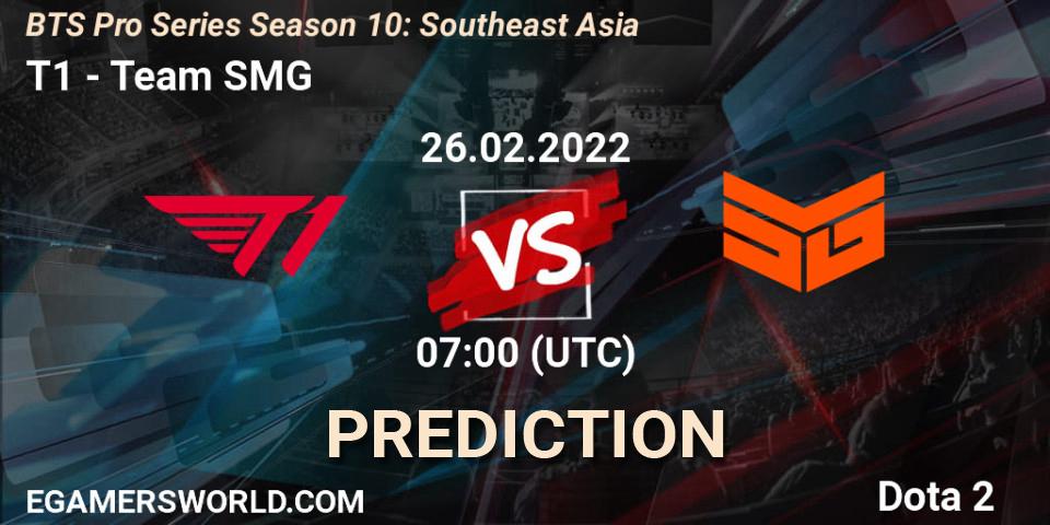 T1 - Team SMG: ennuste. 26.02.2022 at 07:00, Dota 2, BTS Pro Series Season 10: Southeast Asia