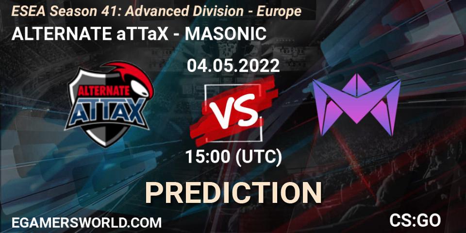 ALTERNATE aTTaX - MASONIC: ennuste. 04.05.2022 at 15:00, Counter-Strike (CS2), ESEA Season 41: Advanced Division - Europe